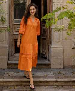 Robe Biarritz en popeline de coton croquante respirante Sophistication sans effort avec coupe complexe raffinée tissée écologique - Product Image 5