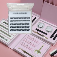Pestañas de racimo DIY con etiqueta privada al por mayor, pestañas de segmento DIY con etiqueta privada, kit de sellado de pegamento para pestañas DIY, pestañas segmentadas