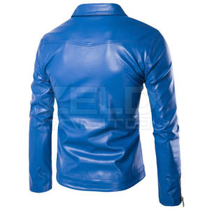 Chaqueta de cuero de manga larga para hombre de piel de vaca de alta calidad Diseña tu propio estilo de moda con cuello levantado al mejor precio - Product Image 2