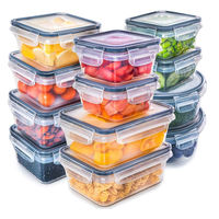 Ensemble de contenants de stockage alimentaire en plastique au design moderne, en matériau PP, avec couvercle à fermeture facile, hermétique, anti-fuite, compatible micro-ondes et congélateur, emballé