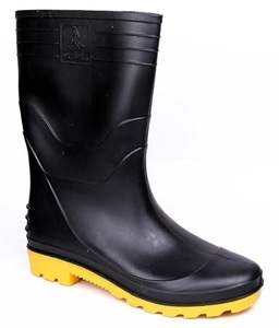 Waterproof <b>Black</b> Yellow Rainboots Anti-Skid Comfortable Latex Sole Gumboot for Oil Acid Chemical Industrial Use Protective - Product Image 3