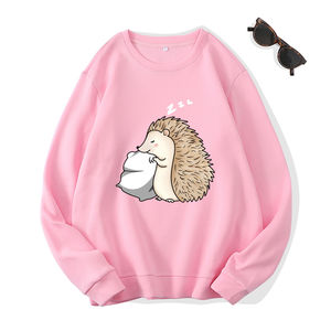 เสื้อสเวตเตอร์มีฮู้ดของผู้หญิงผ้าฝ้าย100% เสื้อผ้าซับในลำลองความยาวปกติฤดูใบไม้ร่วง - Product Image 5