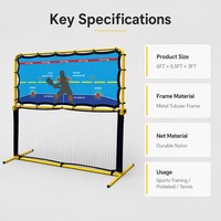 Filet de rebond portable pour pickleball, angle réglable, écran d'entraînement pour la pratique du pickleball, aide à l'entraînement autonome, pour terrain intérieur/extérieur, en nylon