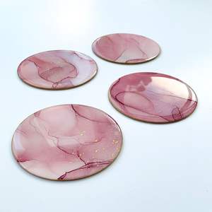 Posavasos artísticos de resina con capas brillantes de mármol, alfombrillas epoxi hechas a mano, ideales para el hogar moderno, mesa de centro, uso decorativo - Product Image 1