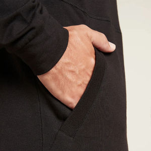 100% <b>Black</b> Cotton Pullover <b>Hoodie</b> Men Letter Pattern Embroidered <b>Plain</b> Dyed Custom Print Thermal Fleece Eco-Friendly Winter - Product Image 5