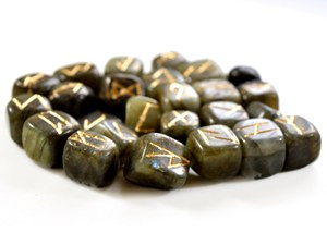 Juego de Runas de labradorita de fuego natural Cristales curativos 25 piezas Forma de cubo Letras grabadas Reiki Runa caída Lote de piedras preciosas sueltas - Product Image 4