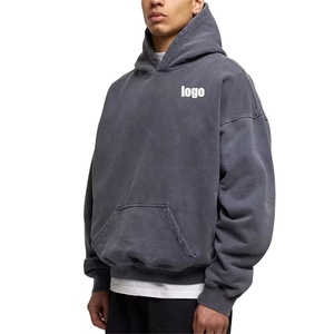 Sudaderas con capucha con bolsillos desgastados y lavado ácido con cremallera en blanco de alta calidad hechas a medida de talla grande - Product Image 6