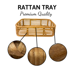 Handwoven Natural Rattan Rectangular <b>Storage</b> <b>Tray</b> Brown Wicker Organizer Basket for Home Decor Serving - Product Image 4