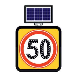 Señal de Tráfico Reflectante con Energía Solar de 60 x 60 cm, Velocidad Máxima 50, Advertencia de Seguridad para Uso en Carreteras, Señal de Precaución - Product Image 1