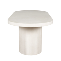 Table à manger ovale moderne en fibro-ciment blanc, mobilier d'extérieur pour chambre, bar, cuisine, hôpital, hôtel, villa - Origine Vietnam