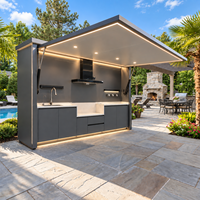 Station de barbecue en acier inoxydable pour cuisine extérieure commerciale avec table de préparation et rangement, ensemble de cuisson pour traiteur extérieur