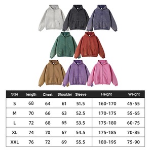 High Quality Men's Acid Wash Sun Faded Zip-Up Hoodie Custom Distressed 100% Cotton Heavy Weight Oversized Solid <b>Winter</b> Hoodie - Product Image 5