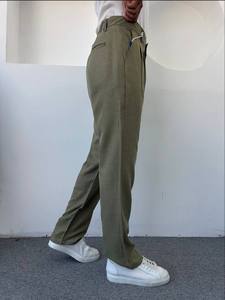 Pantalon d'homme coupe ajustée marron confortable léger en coton imperméable pour le travail quotidien pour une utilisation décontractée au bureau Mid Hip Hop - Product Image 2