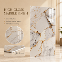 Panneau mural en PVC brillant MORLENX, agate beige doré, marbre UV, pour la décoration intérieure d'hôtels et de villas