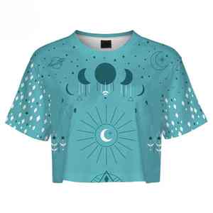 Top Corto de Verano Premium para Mujer, Transpirable, Personalizado, de Manga Corta, Teñido, Elástico, Sostenible - Product Image 4