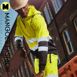 Sudadera con capucha de gran tamaño para hombre de alta calidad, diseño de logotipo personalizado, ropa de trabajo de seguridad reflectante con logotipo de pantalla de seda de estilo callejero - Product Image 2