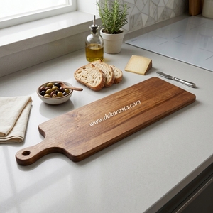 Planche à découper rectangulaire polyvalente en bois de teck écologique pour la cuisine, idéale pour hacher et trancher, passe au lave-vaisselle - Product Image 5