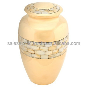 ศพขี้เถ้าการจัดเก็บตกแต่งแม่ของมุกทองเหลืองเผาศพโกศมนุษย์เถ้ากระดูกโกศอุปทานหม้อจากอินเดีย - Product Image 2