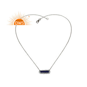 Meilleure vente collier pendentif en argent sterling oxydé naturel Lapis Lazuli pierre précieuse Buggette Design bijoux personnalisés pour les femmes - Product Image 1