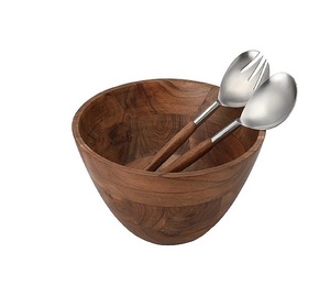 Bols en bois de luxe faits à la main avec cuillère, ustensiles de cuisine polyvalents au design moderne personnalisé pour les fêtes, imprimés à la main - Product Image 1