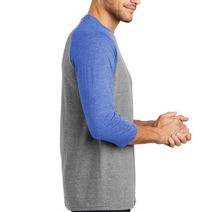 Venta al por mayor de algodón y poliéster para hombre Perfect Tri 3/4 manga cuello redondo Camiseta gris escarcha/Azul Real - Product Image 3