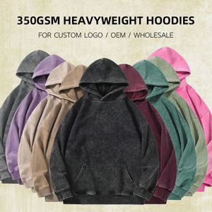 Sweat à capuche unisexe en coton vintage lavé 350GSM avec logo personnalisé, taille 2XL pour homme - Product Image 1