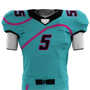 Uniforme de football américain sublimé en polyester 100% personnalisé pour hommes maillot court de matériel d'équipe en sergé sarcelle respirant - Product Image 2