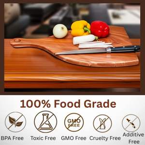 เขียงไม้ธรรมชาติแบบชิ้นเดียวสำหรับหั่นผักผลไม้อุปกรณ์ครัวต้านจุลินทรีย์ปราศจากสาร BPA เป็นมิตรต่อสิ่งแวดล้อม - Product Image 2