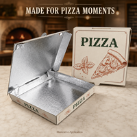 Boîte à pizza personnalisée avec logo imprimé et doublure en aluminium, options de couleur et de taille OEM pour l'emballage alimentaire à emporter et la livraison