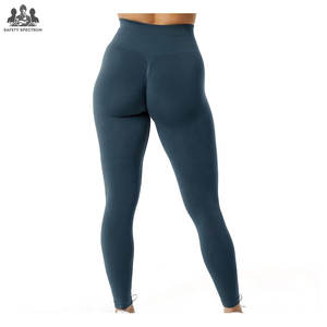 กางเกงโยคะเอวกลางแบบไร้ตะเข็บ เป็นมิตรกับสิ่งแวดล้อม สีพื้น สำหรับออกกำลังกายในยิม ฟิตเนส แอคทีฟแวร์แบบเต็มตัว ระบายอากาศได้ดี ช่วยกระชับหน้าท้อง - Product Image 2