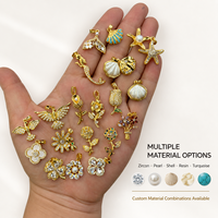 Ciondoli Personalizzabili in Ottone a Forma di Fiore, Stella Marina, Sirena, con Zirconi, Perle, Conchiglie, Resina e Turchese – Elegante Ciondolo da Donna