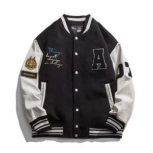 Chaqueta de béisbol universitaria de lana de invierno recortada personalizada para mujer, abrigo de bombardero para mujer, decoración bordada, abrigo de moda con estampado para hombre - Product Image 2