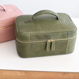 Waterproof Shaving <b>Bag</b> New Fashion Custom Logo <b>Leather</b> Handle Zipper Closure TYG-0034 - Product Image 1