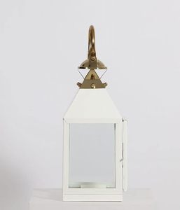 White Modest Metal Candle <b>Lantern</b> Handcrafted 14x14x43 CM Pillar Holder for Home & Garden Decoration Box Packed - Product Image 4