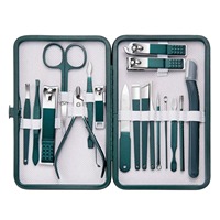 Kit d'outils de manucure portable en acier inoxydable, lime à ongles, repousse-cuticules double face, pour manucure artistique pour enfants, coupe-ongles vert personnalisé