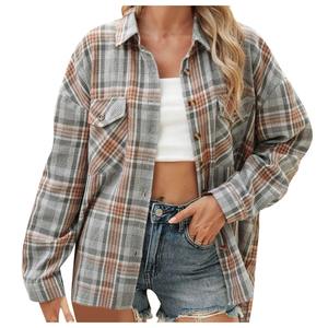 Chaqueta a cuadros de franela con forro de lana de Invierno para mujer con botón, Chaqueta de manga larga con capucha, suéter para mujer, abrigo, Chaqueta estilo motocicleta - Product Image 2