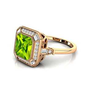 Peridoto Natural Piedras Preciosas Halo Solitario Anillos 18K Oro Sólido Diamantes Blancos Naturales Rodio Plateado Ajuste de Punta Boda Fina - Product Image 6