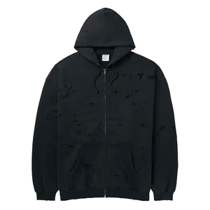 Heavyweight 100% algodón mezclado cremallera completa Sudadera con capucha 500gsm Oversized Thick Drop Shoulder Zip up Hoodie para hombres - Product Image 1