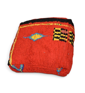 Pouf géométrique berbère fait main, coussin-tapis carré, siège de sol bohème, pour mariage, salon, rouge, noir, jaune, multifonctionnel, pour la maison - Product Image 4