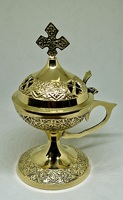 Brûleur d'encensoir en laiton grec byzantin chrétien orthodoxe et porte-encens diffuseur d'aromathérapie pour usage religieux