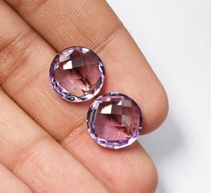 Améthyste naturelle ronde, taille briolette, 15 carats, paires, 14x14x6 mm - Product Image 6
