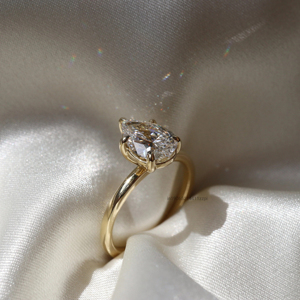 Bague de fiançailles Moissanite allongée en forme de poire 2 Ct Bague Moissanite solitaire en forme de poire couleur D en argent sterling 925 - Product Image 3