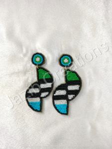 Pendientes de Cuentas Bordadas, Joyería de Mardi Gras, Pendientes Divertidos de Cuentas de la India, Pendientes Hechos a Mano para Mujer, Joyería Artesanal - Product Image 4