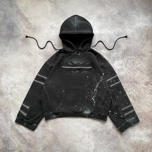 Sudaderas térmicas para hombre con estampado de salpicaduras de lana de alta calidad personalizadas, Jersey de algodón lavado Vintage, sudaderas con capucha gruesas y pesadas para hombre - Product Image 1