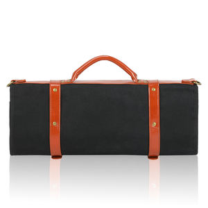 Rouleau à couteaux professionnel en cuir et toile de luxe, organiseur de couteaux de cuisine, rangement de voyage pour chef, anti-odeurs, robuste, LCKR-0032 - Product Image 2