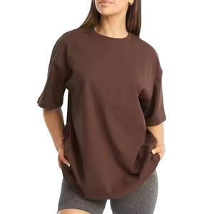 Camiseta de gran tamaño de algodón de gran peso para mujer, camiseta de alta calidad con estampado Dtg de lavado ácido y hombros caídos, camisetas Ringer, 260gsm - Product Image 1