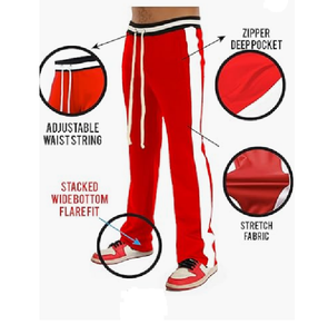 Logo personnalisé coton jambe droite Joggers pantalons de survêtement pour hommes blanc rayure Style plat avant cordon de serrage décontracté vêtements d'hiver - Product Image 2