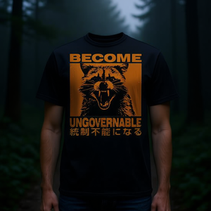 Camiseta promocional de la colección Japanese Raccoon Become Ungovernable para mujer - Product Image 3