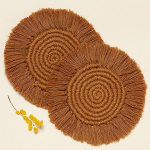 Posavasos de macramé de algodón personalizado hecho a mano, mantel trenzado colorido de moda con borlas para taza de té y café, almohadilla ligera - Product Image 1