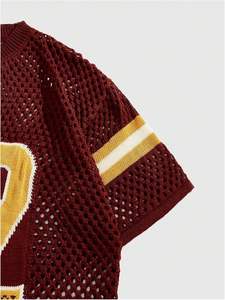 เสื้อยืดถักนิตติ้งสำหรับผู้ชายเสื้อแนวสตรีทแวร์ลำลองลายตัวอักษรตัวหนาเสื้อถักลายกราฟิกสำหรับผู้ชายผ้าคอตตอนเนื้อนุ่มระบายอากาศได้ดีขนาดใหญ่ - Product Image 2